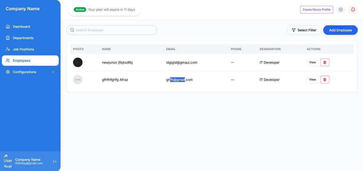 HR Nexus: Human resources platform built by Inmorix